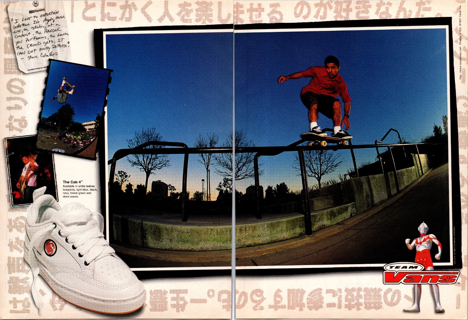 1997 • VANS The Cab 4 Steve Cabellero • 2 Page Print Ad • 90s Skateboard HA.49