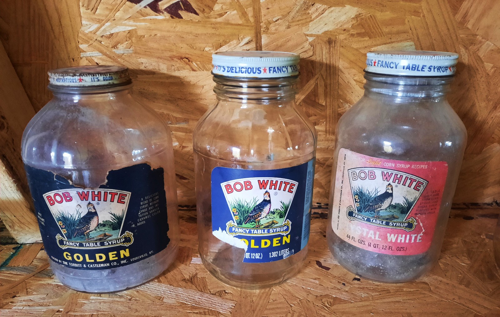 Set of 1960s Bob White Syrup Jars with Caps