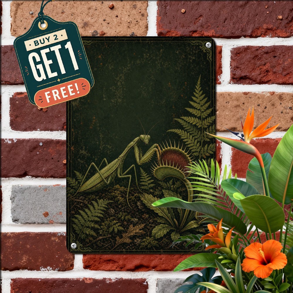 Carnivorous Plant Garden Sign Venus Flytrap Metal Plaque Wall Art Decor