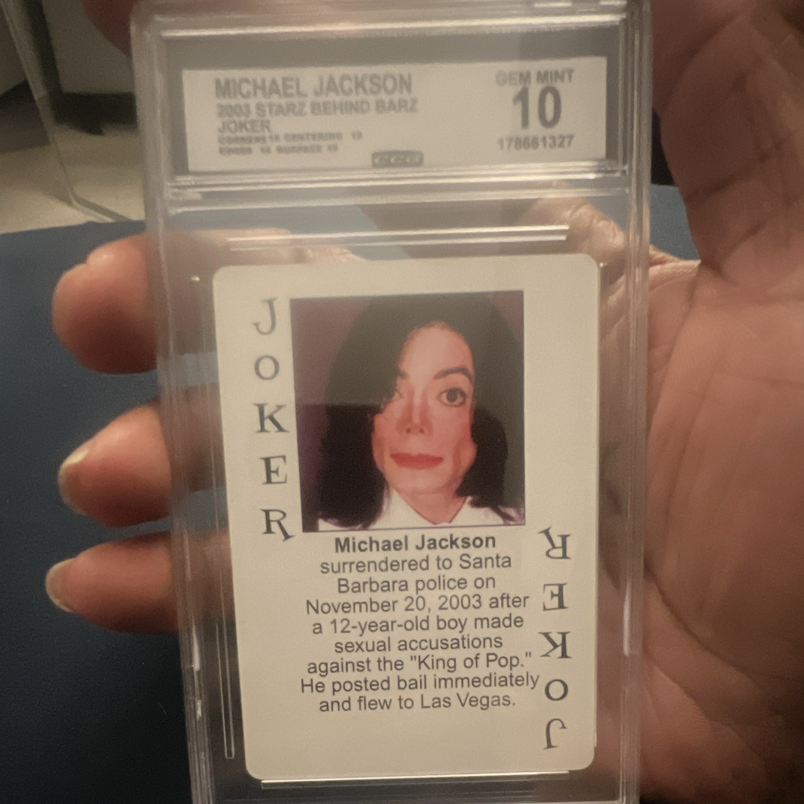 2003 Starz Behind Barz Michael Jackson Joker JOKER Non-Sport Card CGC 10