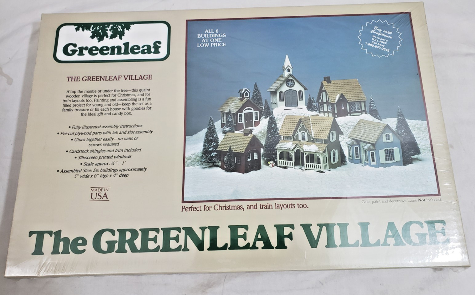 NEW VTG THE GREENLEAF VILLAGE  6 BUILDINGS 1983 NEW YORK WOODEN #8016