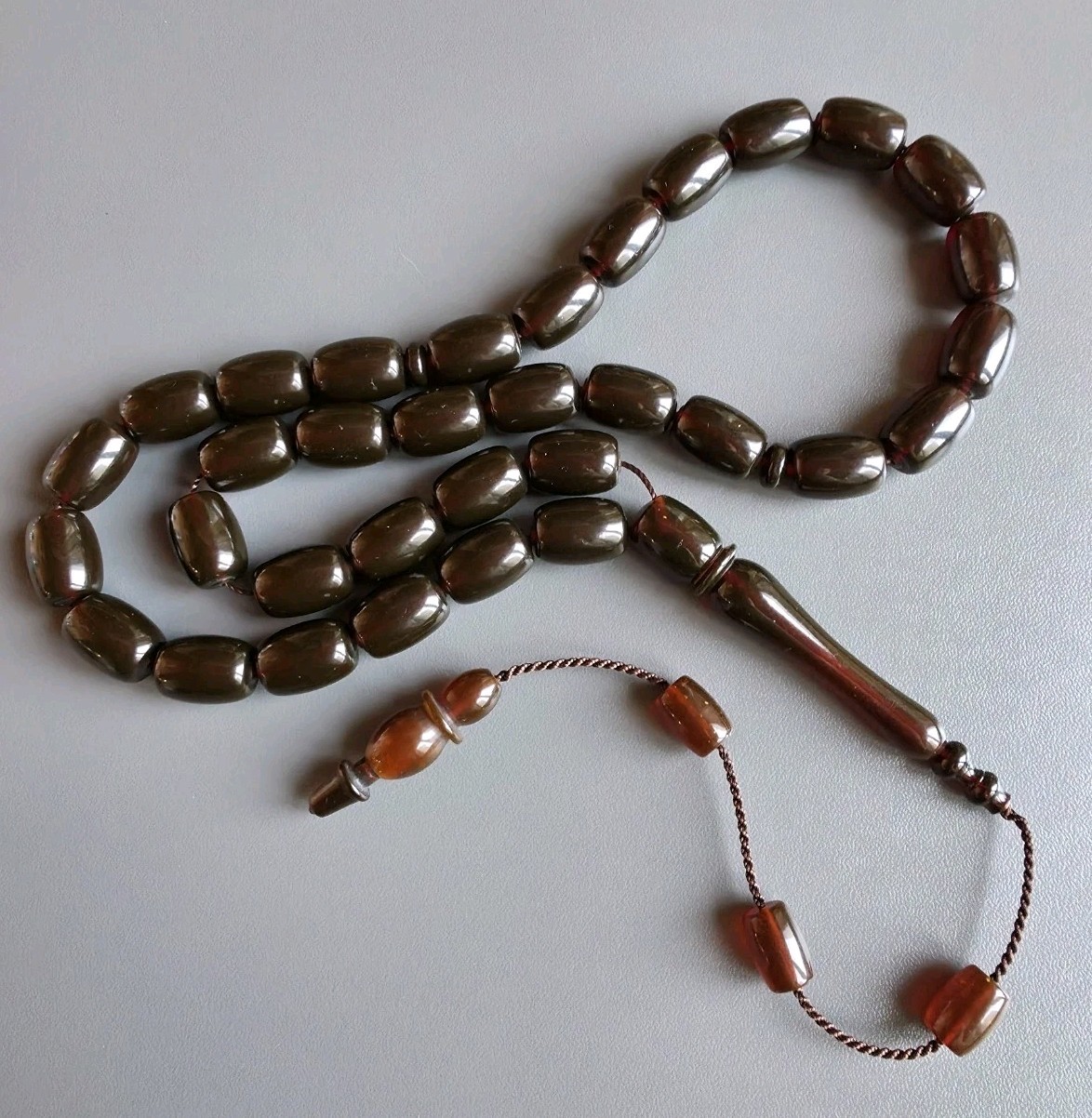 Unique Ukrainian Amber Islamic Prayer 33 Rosary Beads 42 g. Red.
