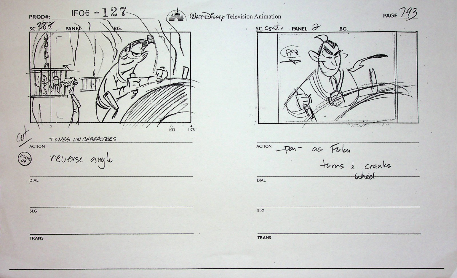 Disney\'s KIM POSSIBLE 2002 Production Studio Copy Storyboard Page