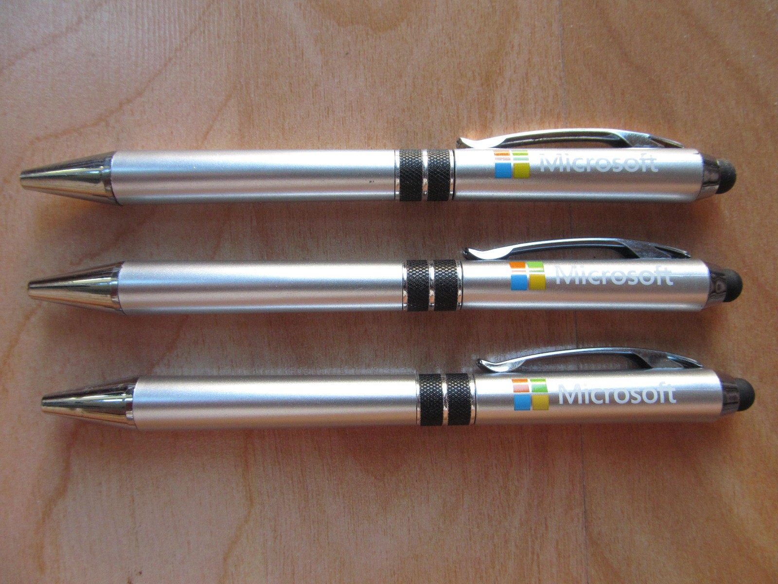 Microsoft Alum Logo Ballpoint Office Pen Black Lot of 3