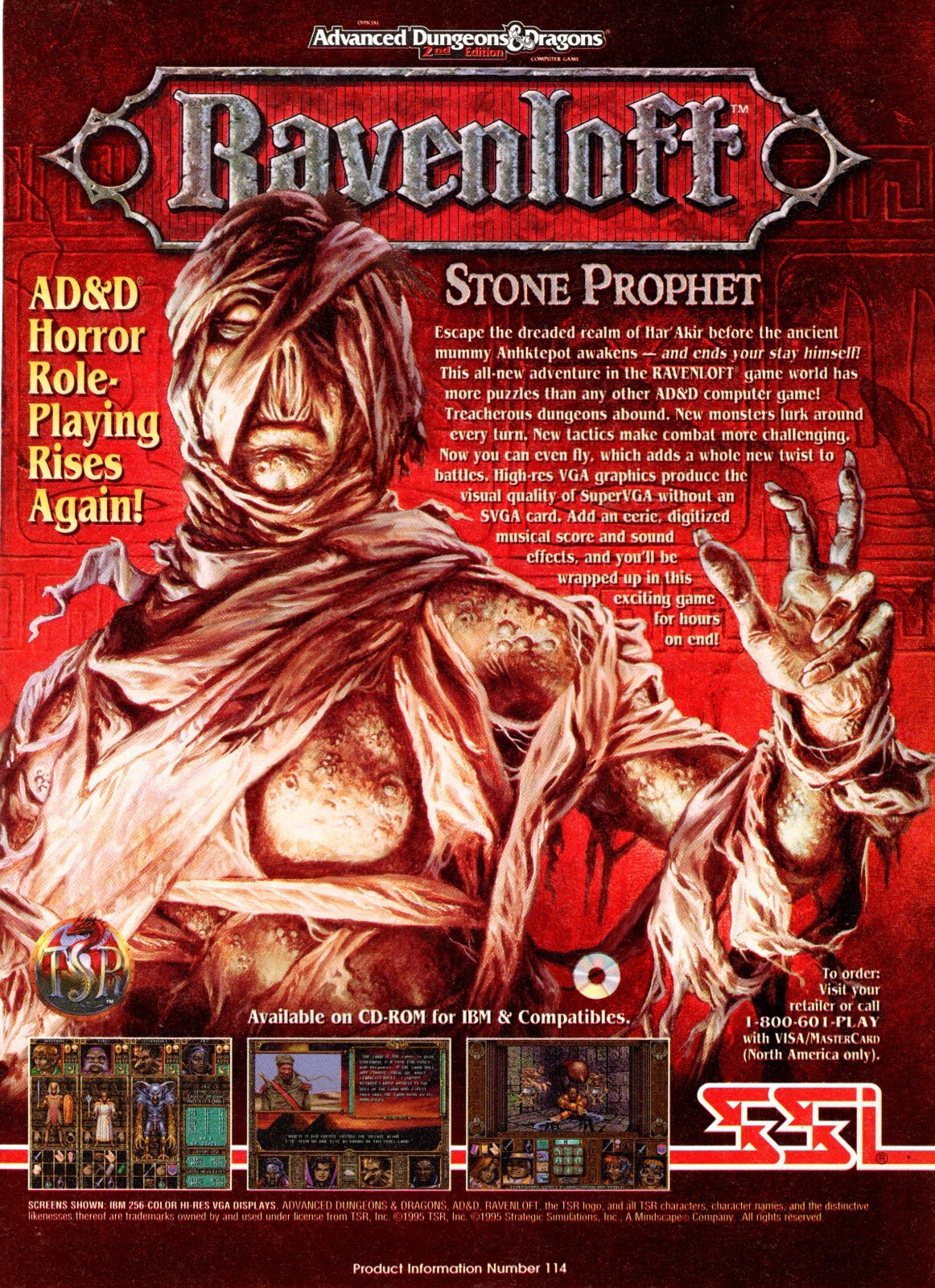 1995 vintage Computer Game RAVENLOFT Stone Profit , Horror RP from SSI  092123
