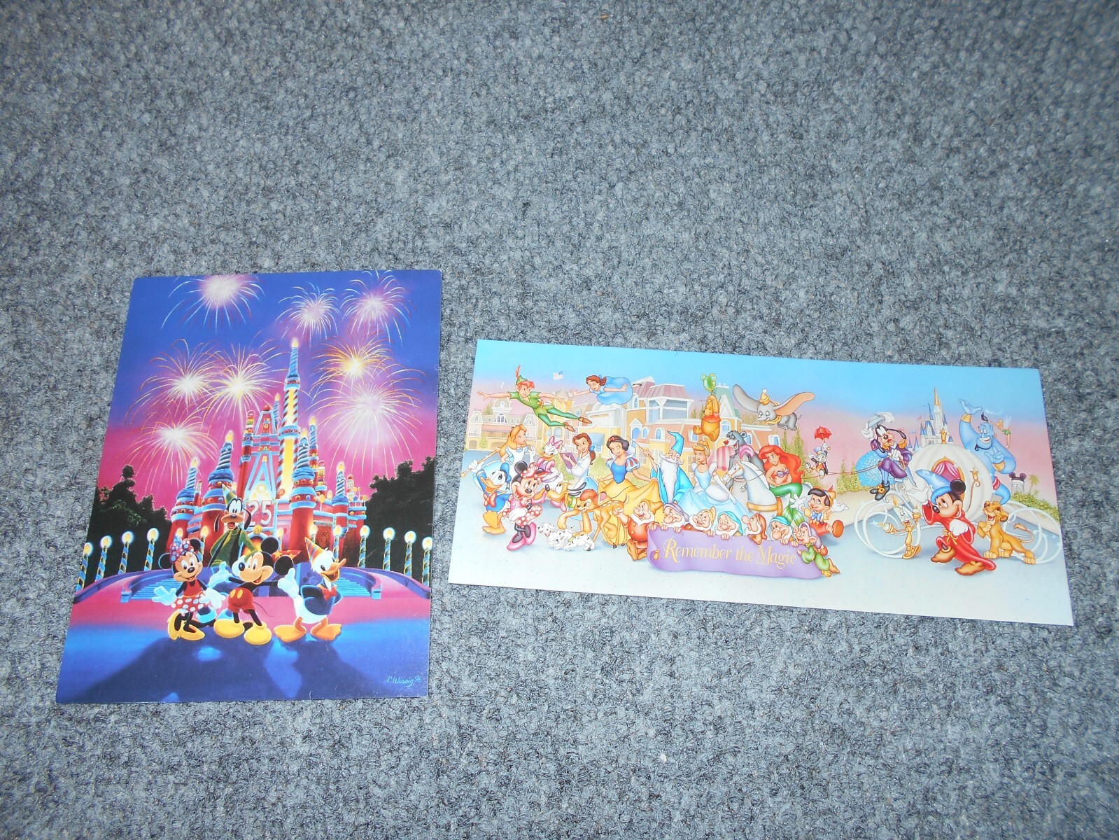 2 VTG 1996 DISNEY WORLD 25TH ANNIVERSARY SOUVENIR POSTCARDS LOT - CAKE CASTLE