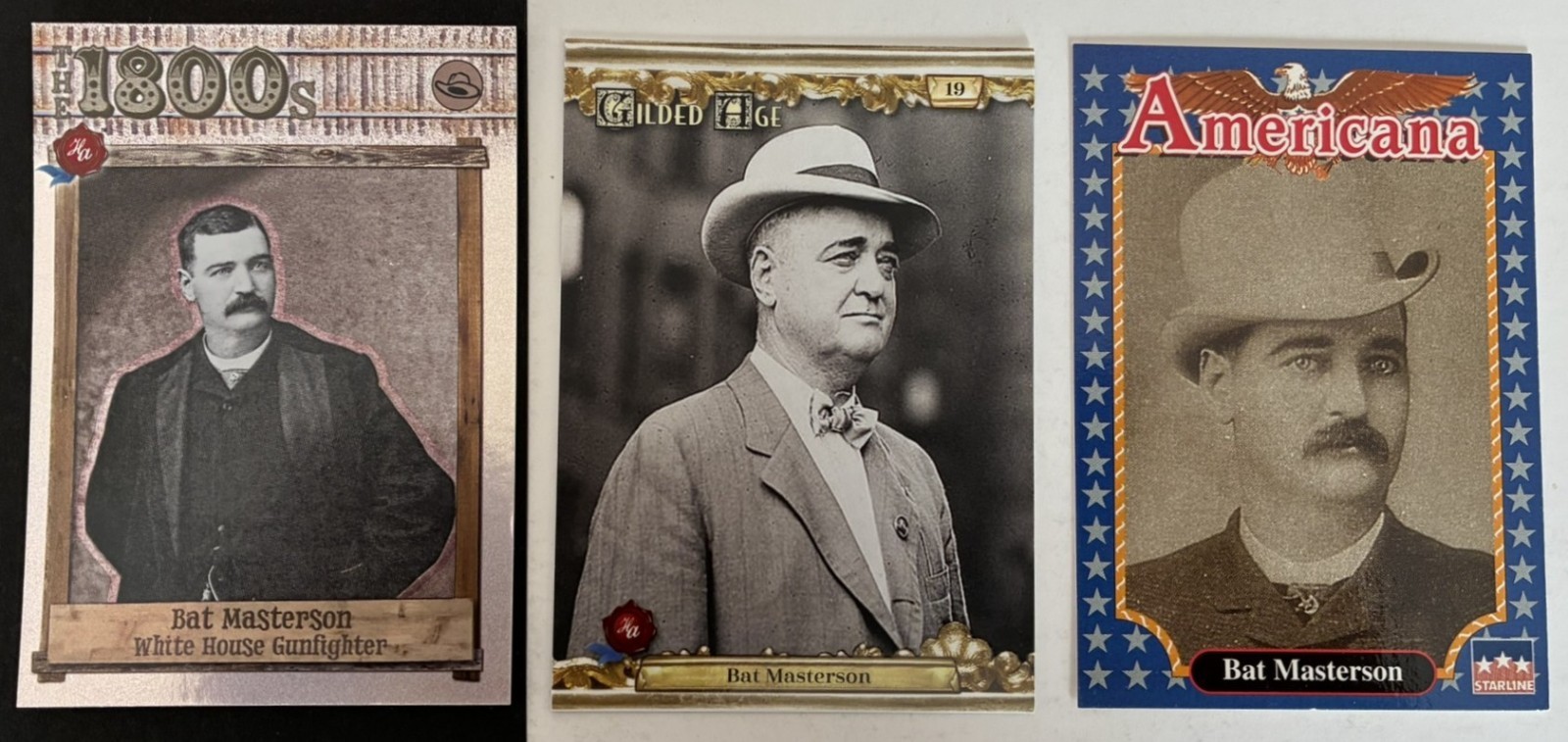 Bat Masterson Collector Cards, 1800s Short Print(12 of 25 ), Americana, 3 diff