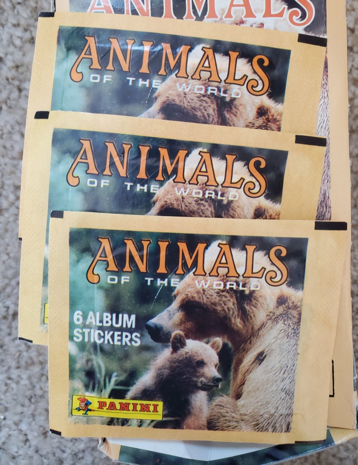 1988 Panini Animals of the World Stickers 3 Pack lot Sealed Vintage