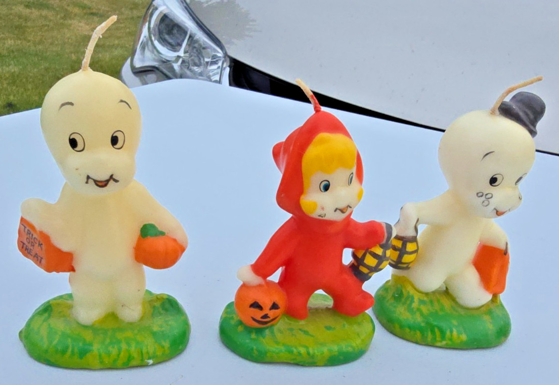 Complete Set of 3 Vintage Casper Friendly Ghost Halloween Candle Figurines