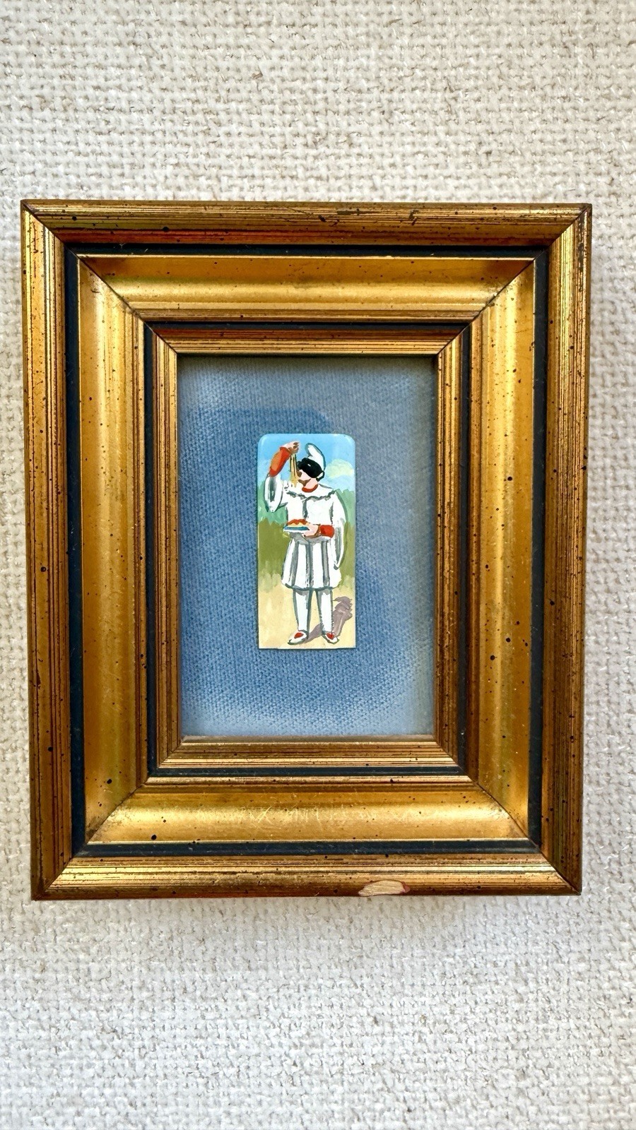 Vintage Italian Miniature Painting Naples Italy Framed Gold Souvenir Art Miniart