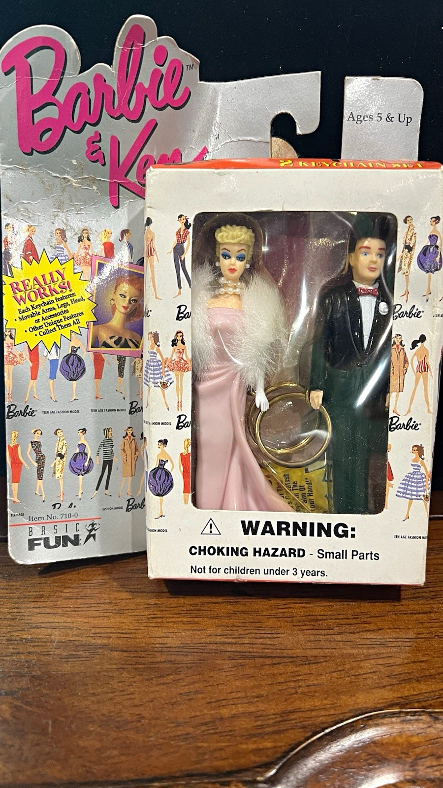 Vintage 1996 Barbie & Ken Enchanted Evening 2 Keychain Set #710-0 Basic Fun