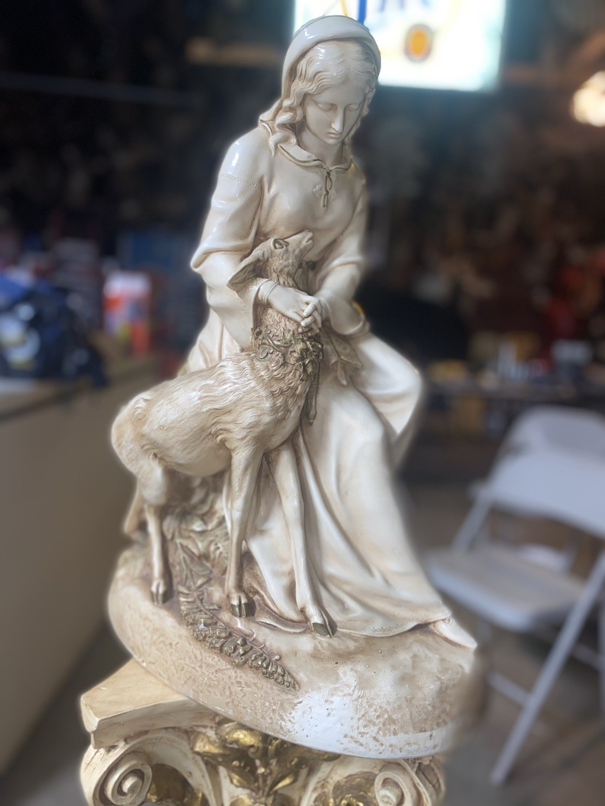 Vintage Marian of Rylstone Statue, Marwal, 1950's, Woman With Deer