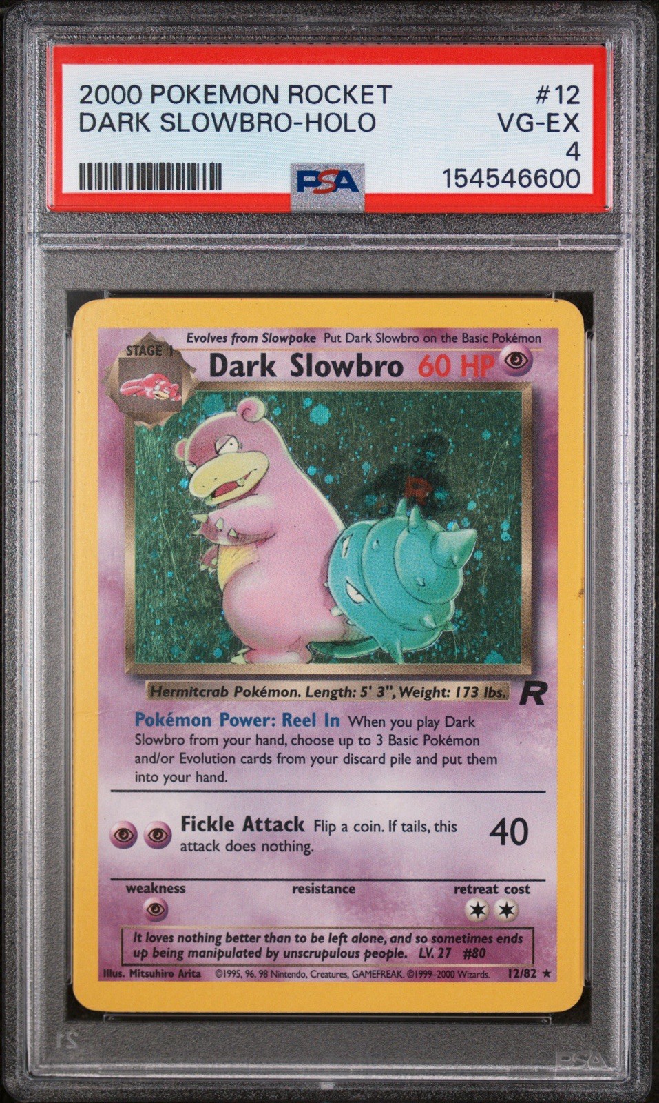 Pokemon Dark Slowbro Team Rocket Holo Rare #12 PSA 4