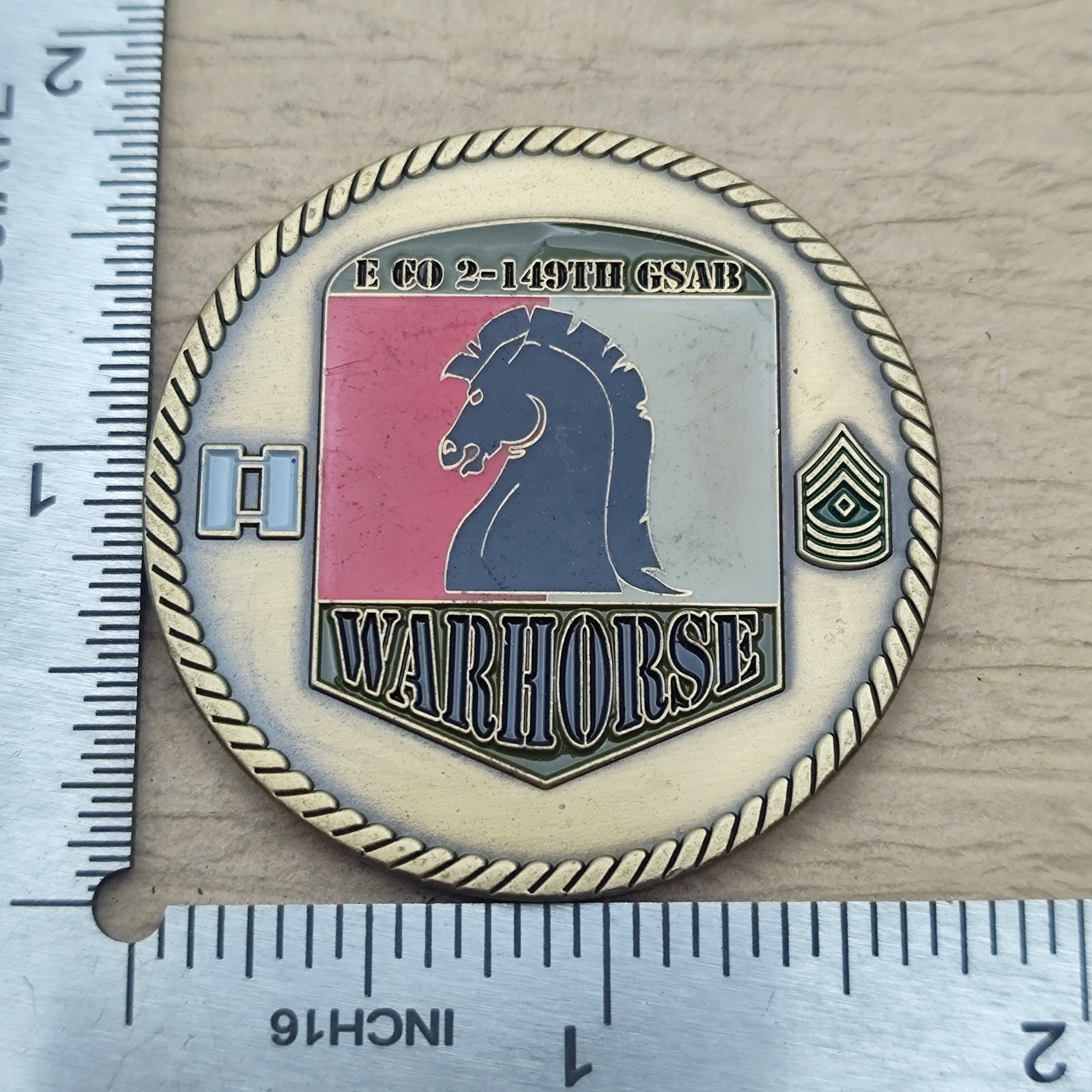 US Army E Co 2-149th GSAB Warhorse Ride The Thunder Challenge Coin