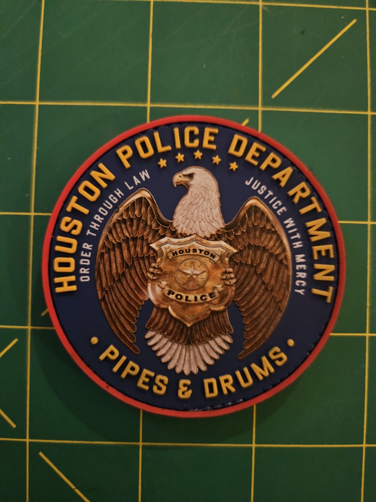 HOUSTON Texas Police Department PIPES & DRUMS PVC Patch Scottish Honors Fallen 
