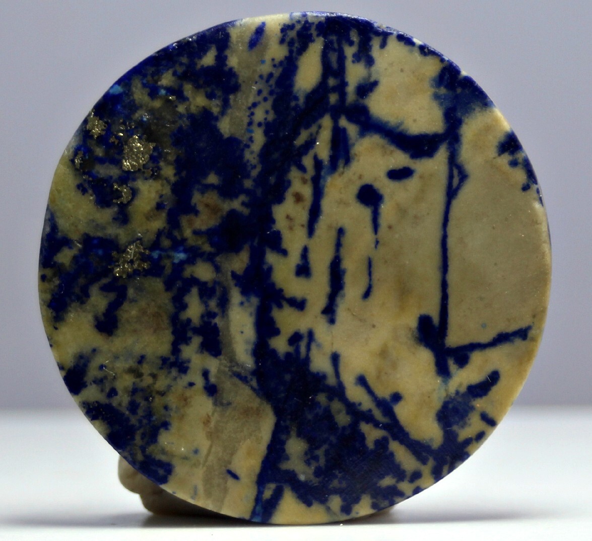 Unique Blue Lapis Lazuli Round Disc Cabochon 87 Ct Natural Loose Gemstone Afghan