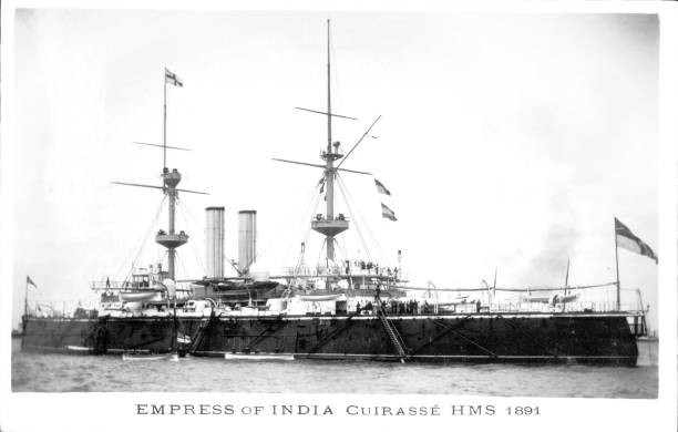 British Royal Navy Battleship Cruiser Hms Empress Of Indiana Shipping Old Photo