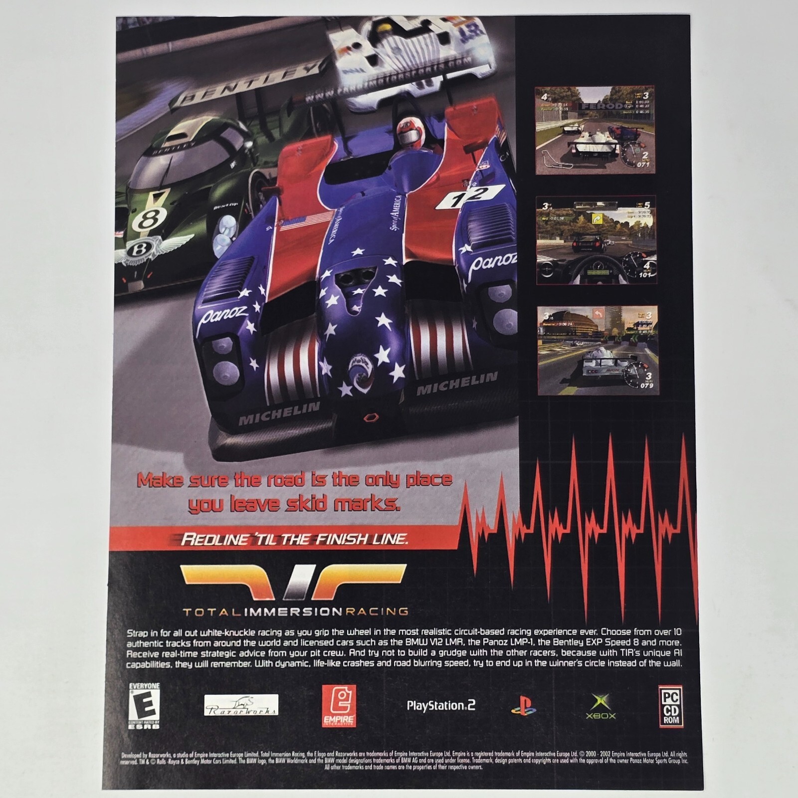Total Immersion Racing PlayStation PS2 Xbox PC Redline Print Ad/Poster Promo Art
