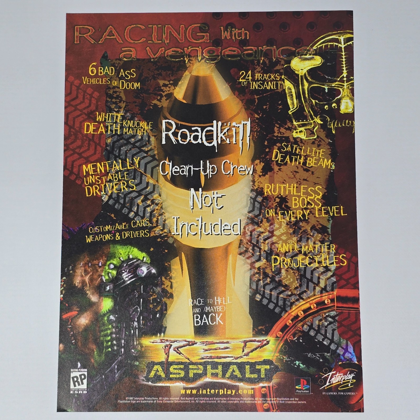 Red Asphalt PlayStation 1 PS1 Road Kill Print Ad/Poster Promo Art
