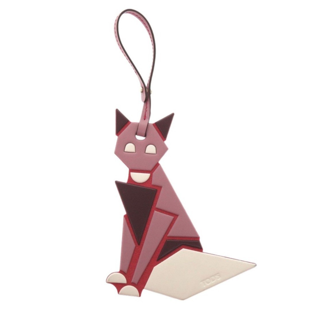 Tod’s Fox Leather Bag Charm Pink Silver Used Keychain