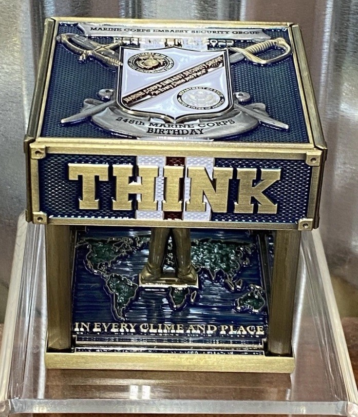 Rare MSG MARINE SECURITY GUARD CHALLENGE COIN - Think Box Design 2023 Birthday