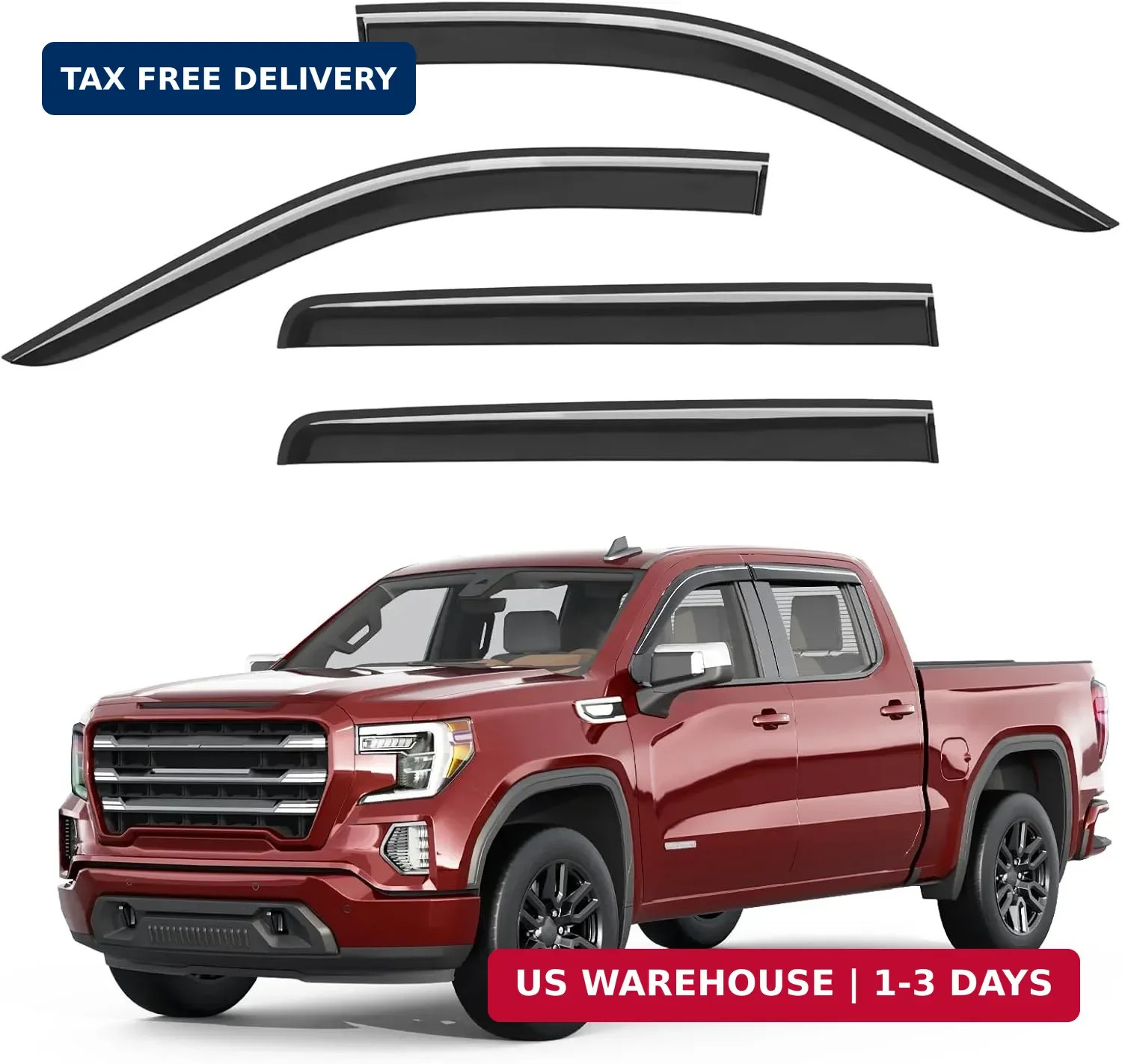 Outside-Mount Window Rain Guards Fit for 2019-2026 Chevy Silverado & GMC Sierra