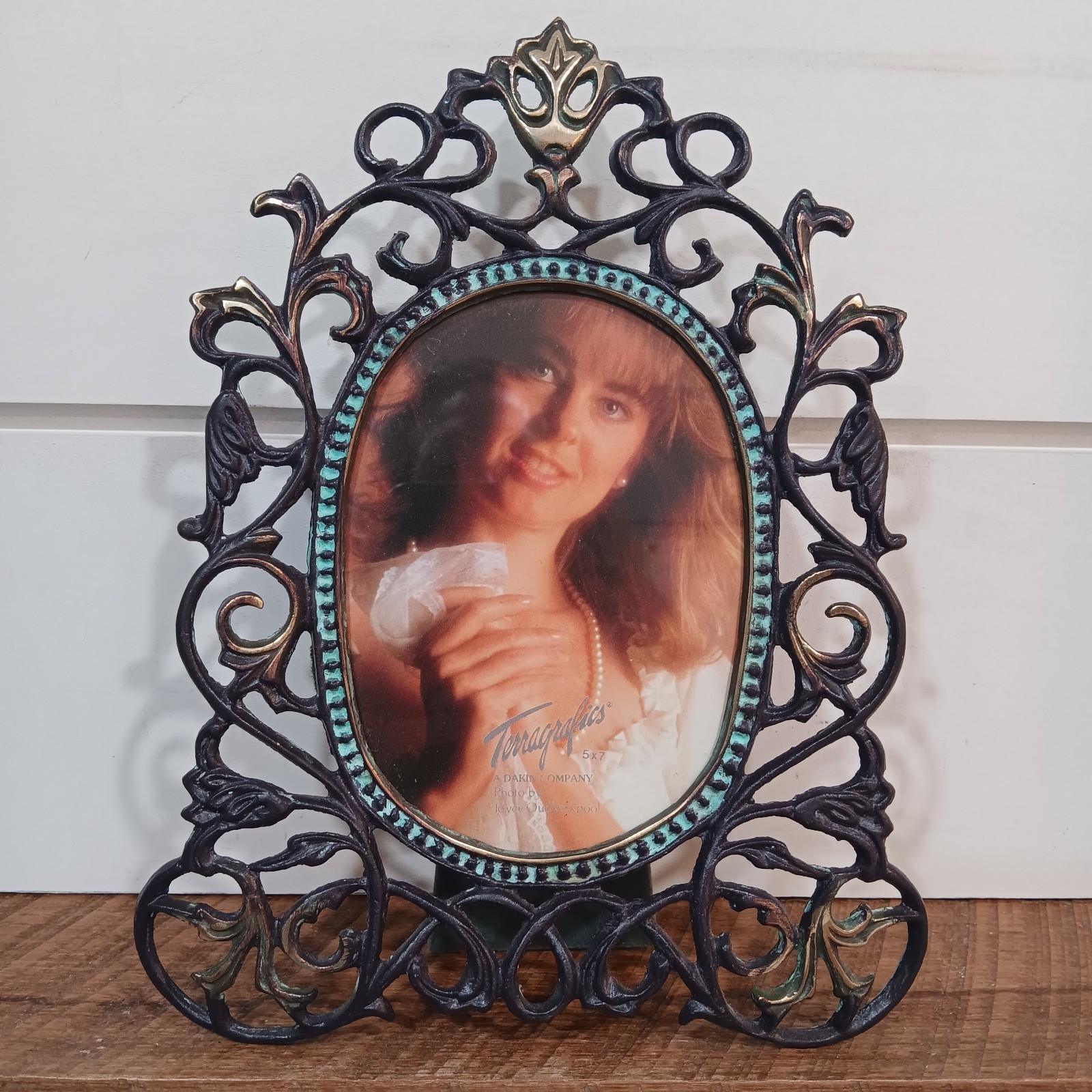 VTG Terragrafics Verdigris Metal Picture Frame Art Nouveau Filigree Patina