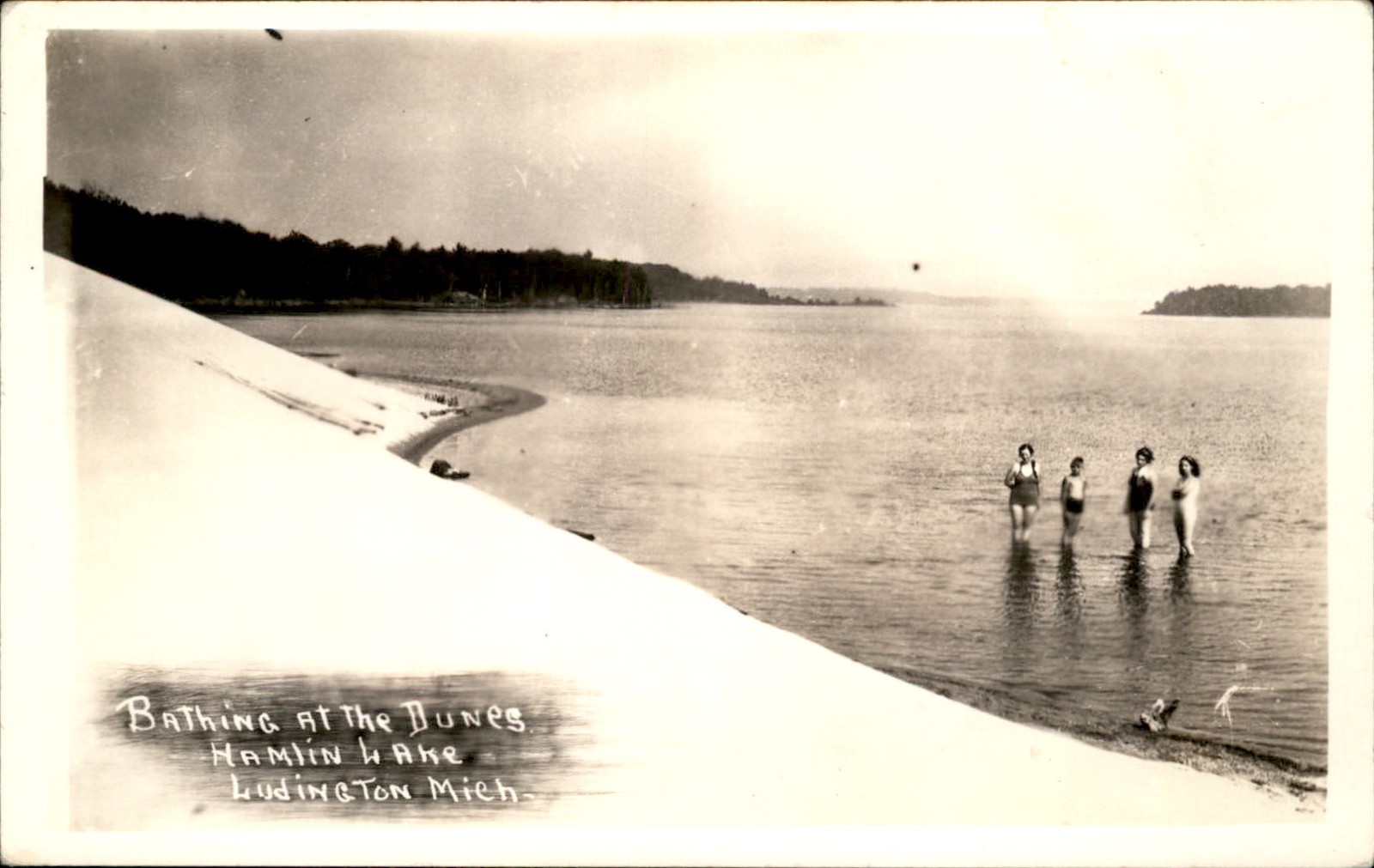 Ludington MI Bathing at the Dunes c1910s Real Photo Vintage Postcard bhn