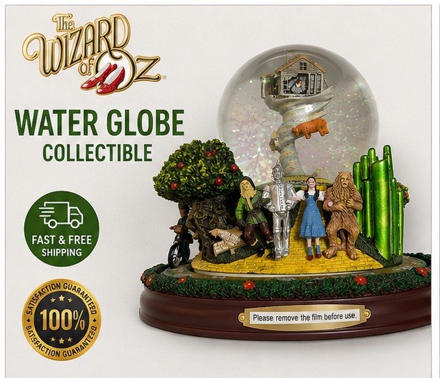Wizard of Oz Collectible Water Globe Dorothy Scarecrow Tin Man Lion Yellow Brick