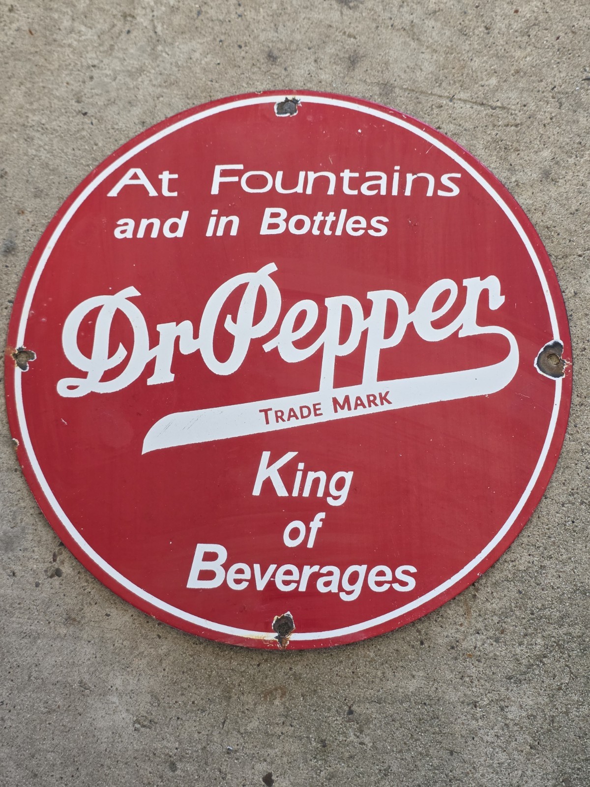VINTAGE DR.PEPPER PORCELAIN SIGN GAS,OIL STATION PUMP PLATE COCA COLA 12