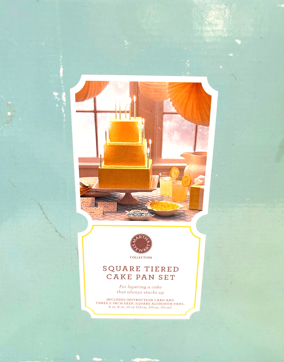 2007 NIB Martha Stewart Square Cake Pan Set: 6in, 8in, 10in