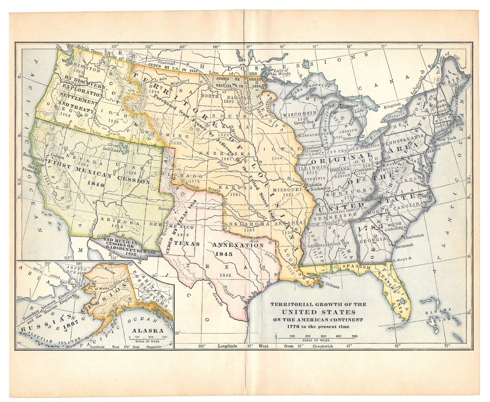 Territorial Growth Map of The United States 1776 To Present Time