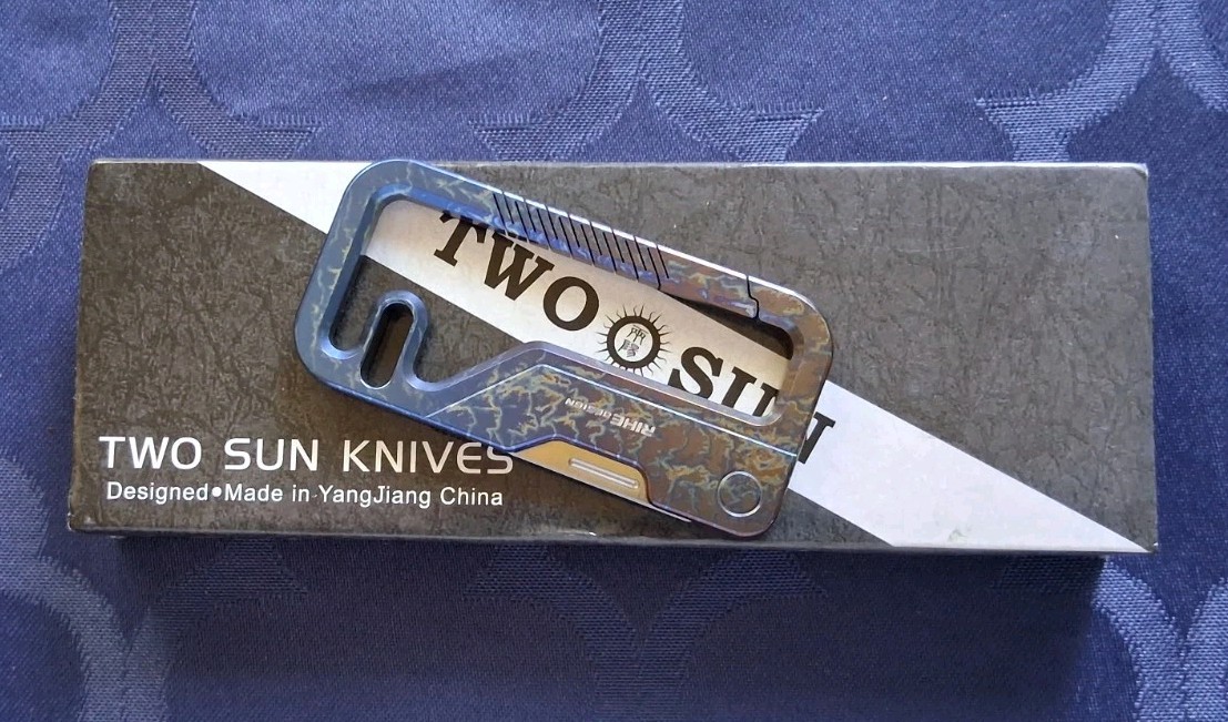 *NEW*🔥TWO SUN Carabiner Knife - Titanium & M390 Blade (TS496-Color) *US SELLER*