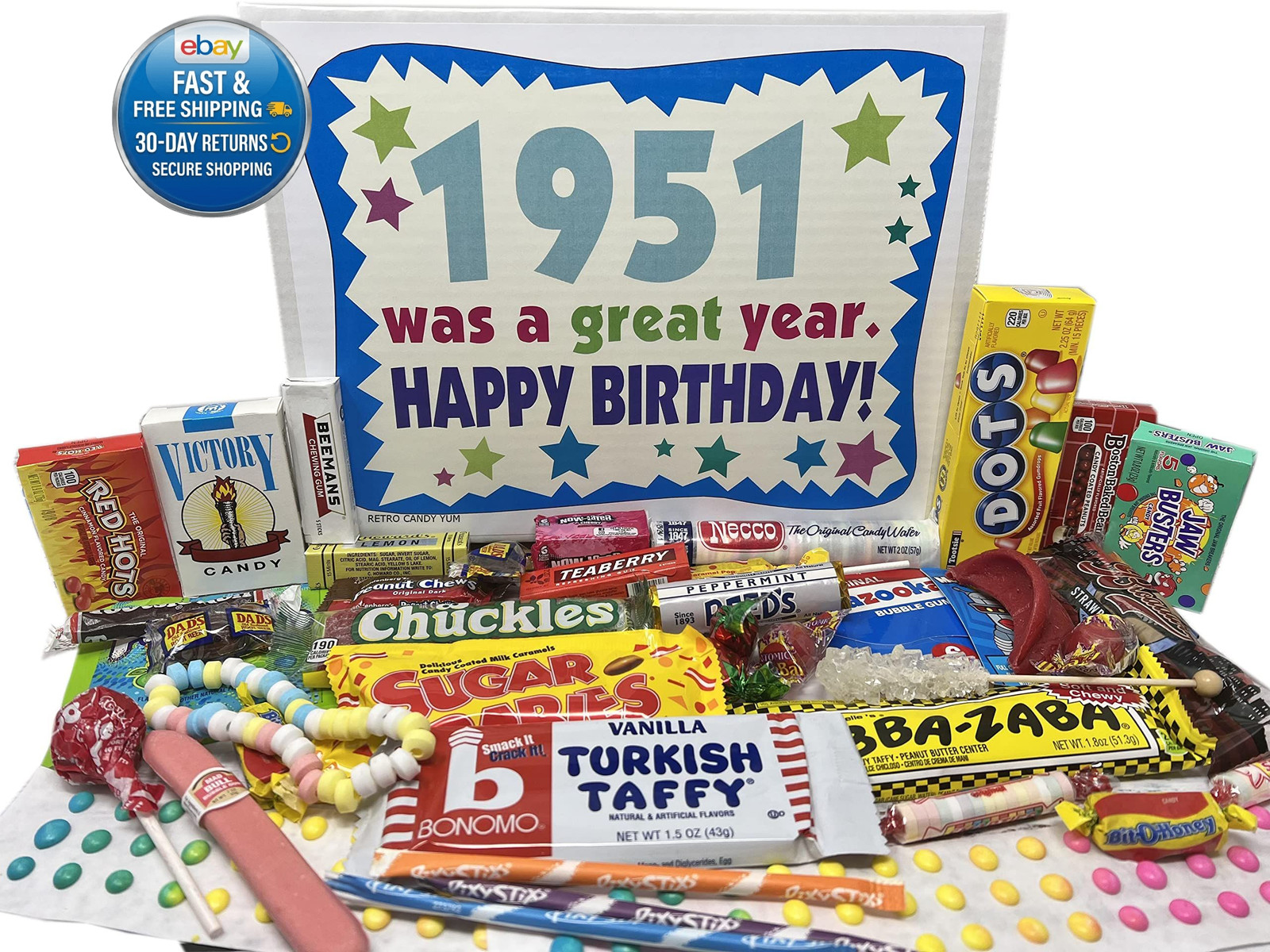 RETRO 1951 75th Birthday Gift Box of Nostalgic Retro 50 Piece Set