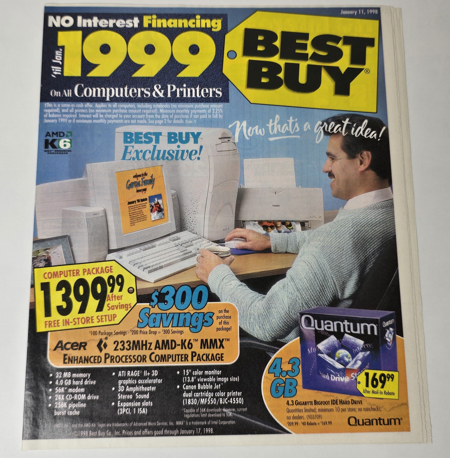 1998 Best Buy Circular Nintendo 64 Gateway Packard Bell January 11 Store Ad