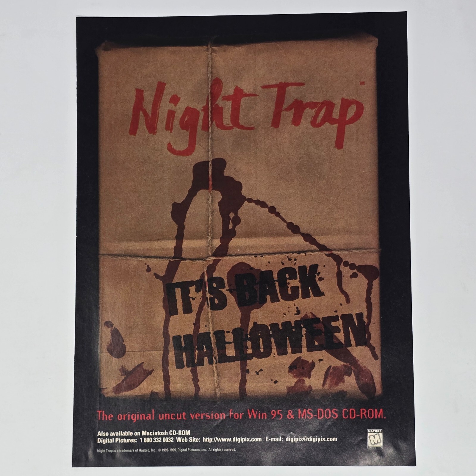 Night Trap Original Uncut Version PC Halloween Print Ad/Poster Promo Art