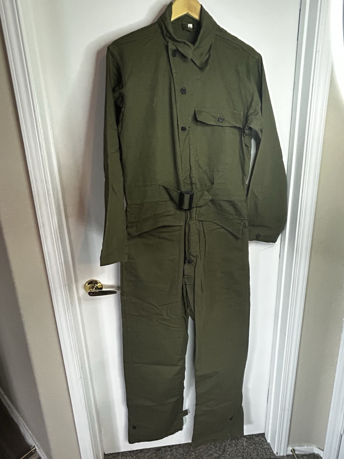 Vtg WW2 HBT 13 Star Metal Button Coveralls Army Green Sz 36L (Please Read)