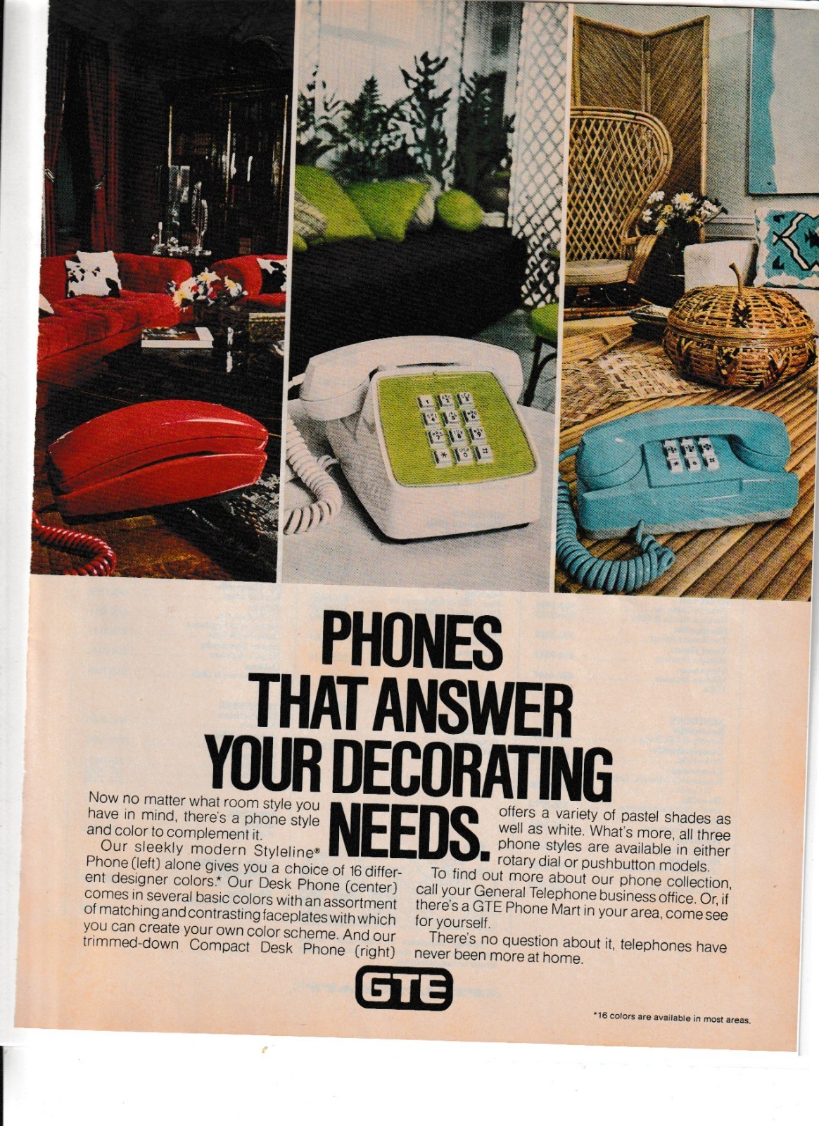 Original 1978 GTE Phone Magazine Ad \