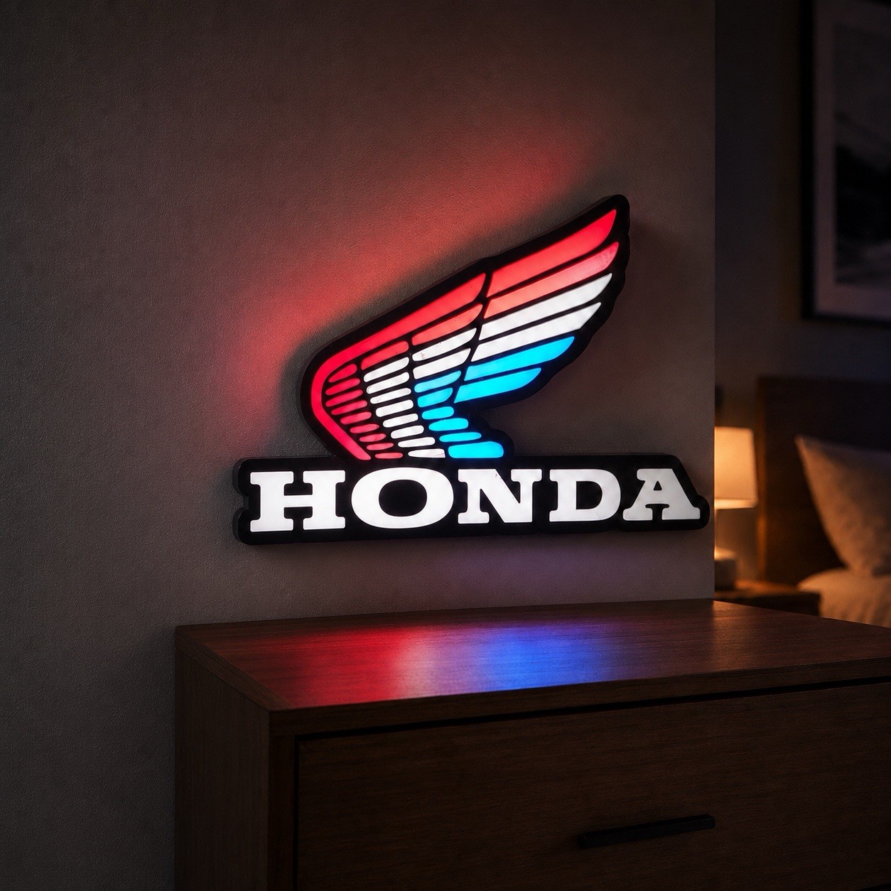 Honda Vintage LED Light Box Sign 9” USB Motorcycle Garage Wall Decor Gift
