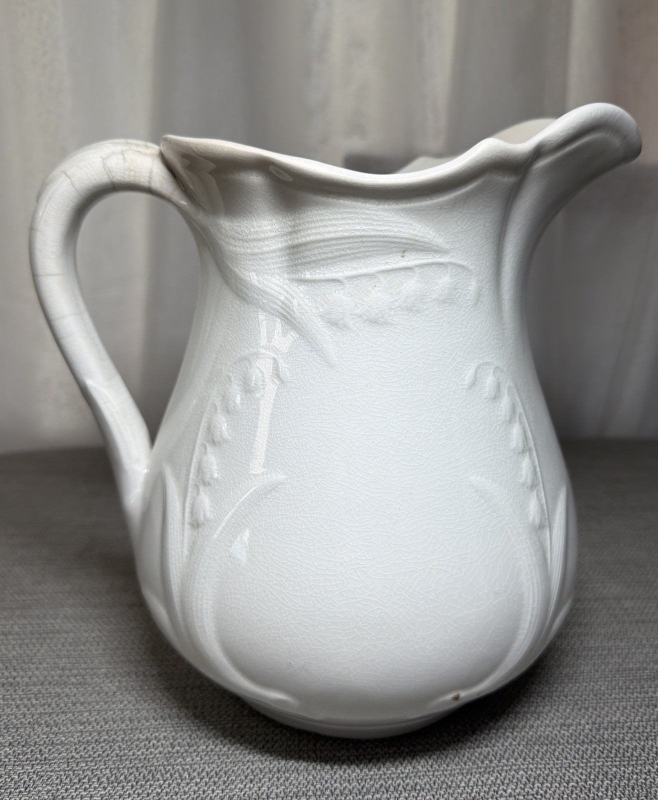 Antique James Edwards & Son Dalehall Stone China Ironstone Pitcher 9” Victorian