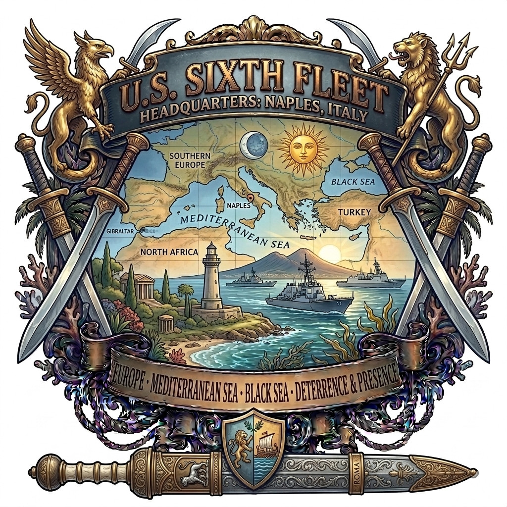 US Navy 6th Fleet Command USN Gift Premium Military Graphics 4\