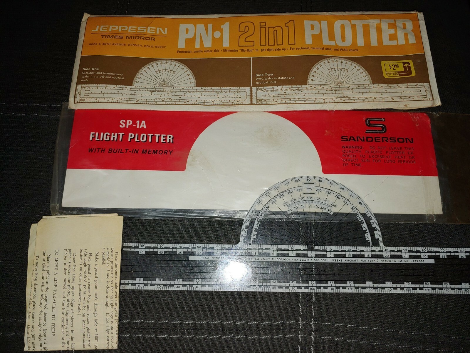 Jeppesen times mirror 2 In 1 Weems Mark 2 Aircraft Aviation Plotter Vtg PN-1