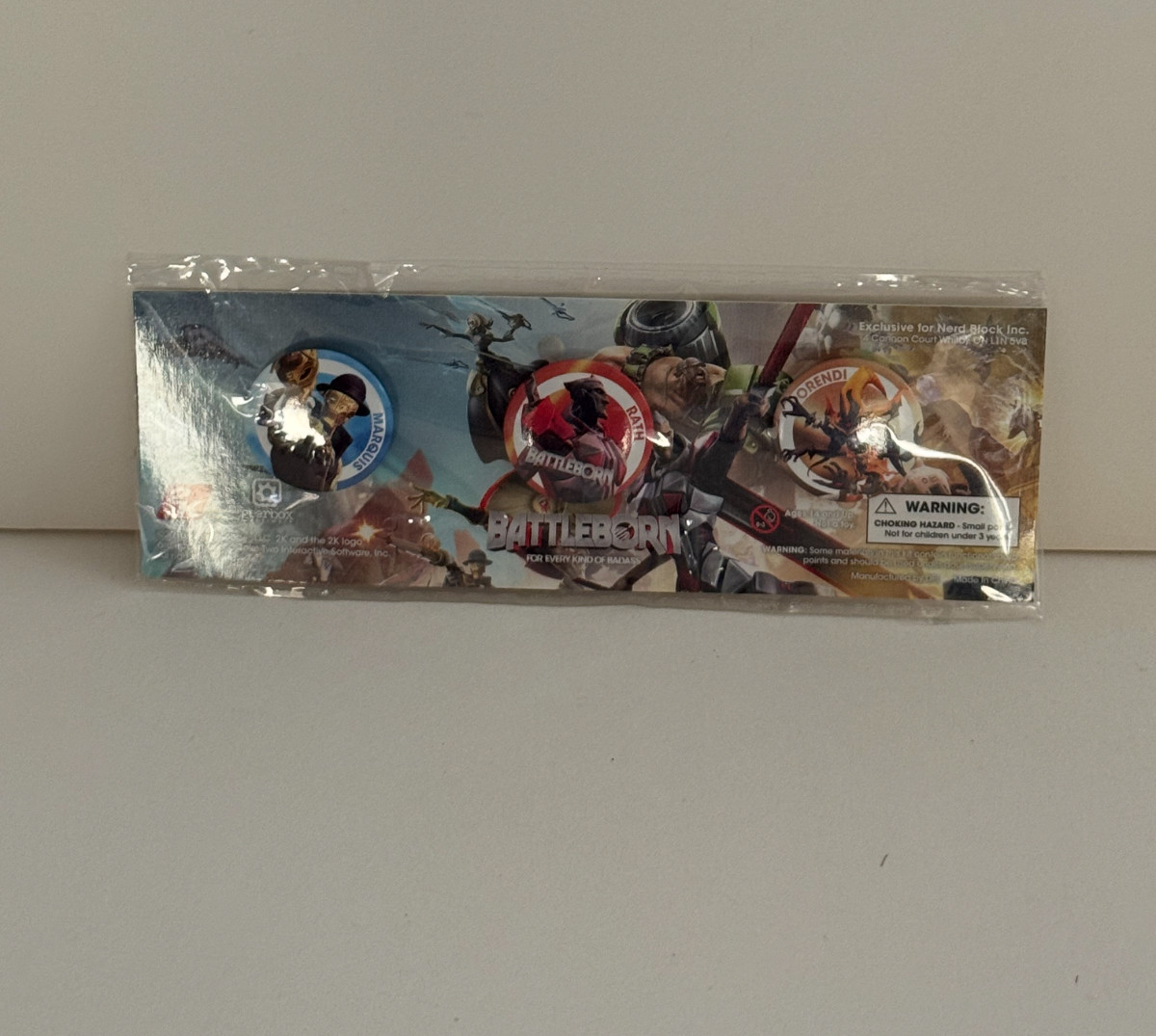 Battleborn Nerd Block Exclusive 3 Pin Button Set Marquis Rath Orendi Gearbox Sea