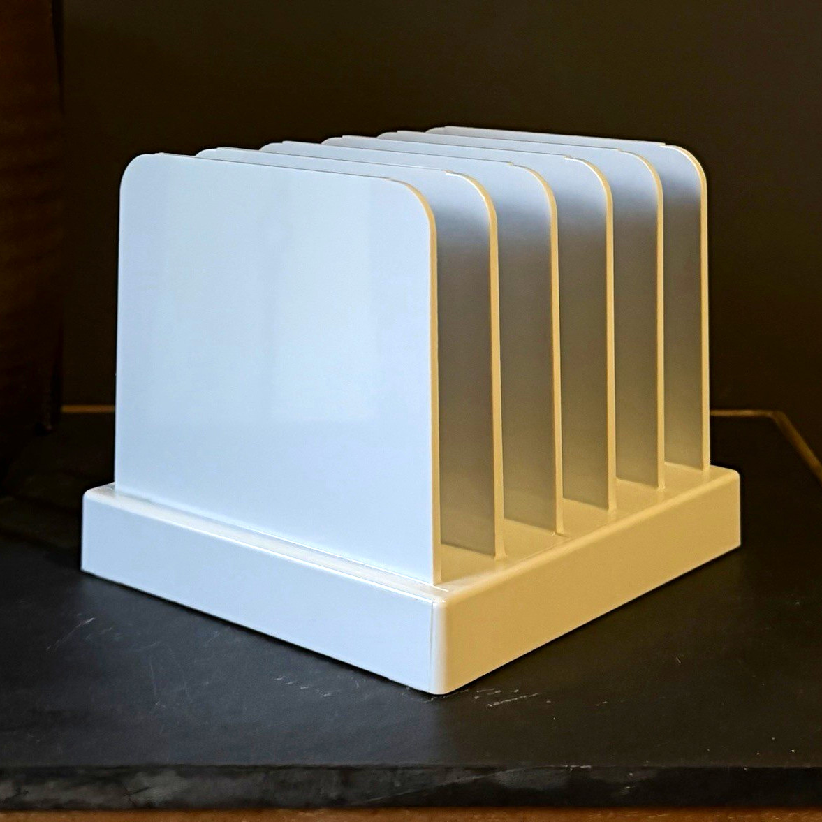 Vintage White Plastic Desk Letter Holder Multi Slot File Organizer 9027 USA