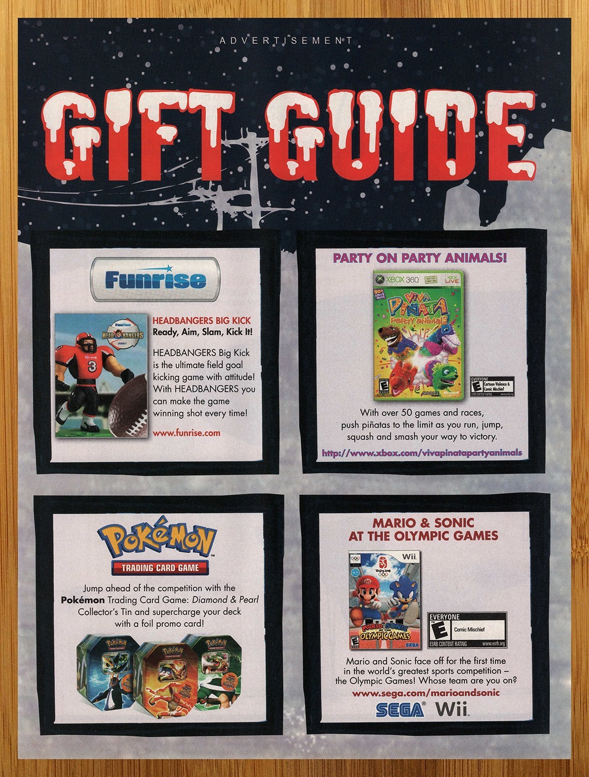 2007 Viva Pinata/Pokemon TCG Cards/Mario Sonic Olympic Games Wii Print Ad/Poster