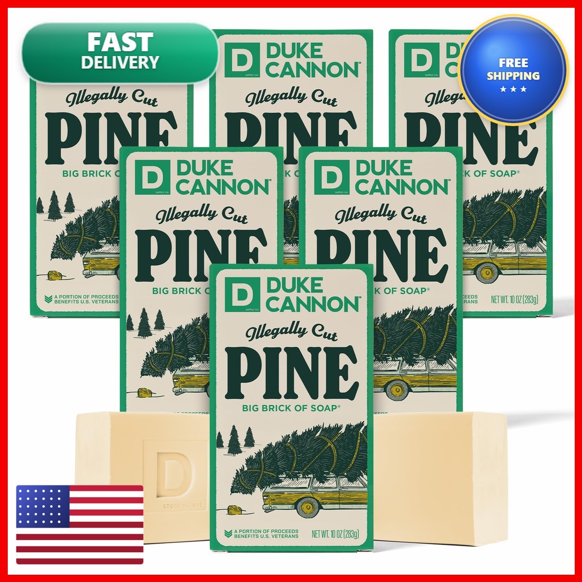 Duke Cannon Supply Co. Big Brick Soap Bar Men Holiday Edition Illegally Cut