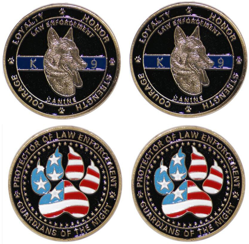 (2) K9 Police Challenge Coins Pack