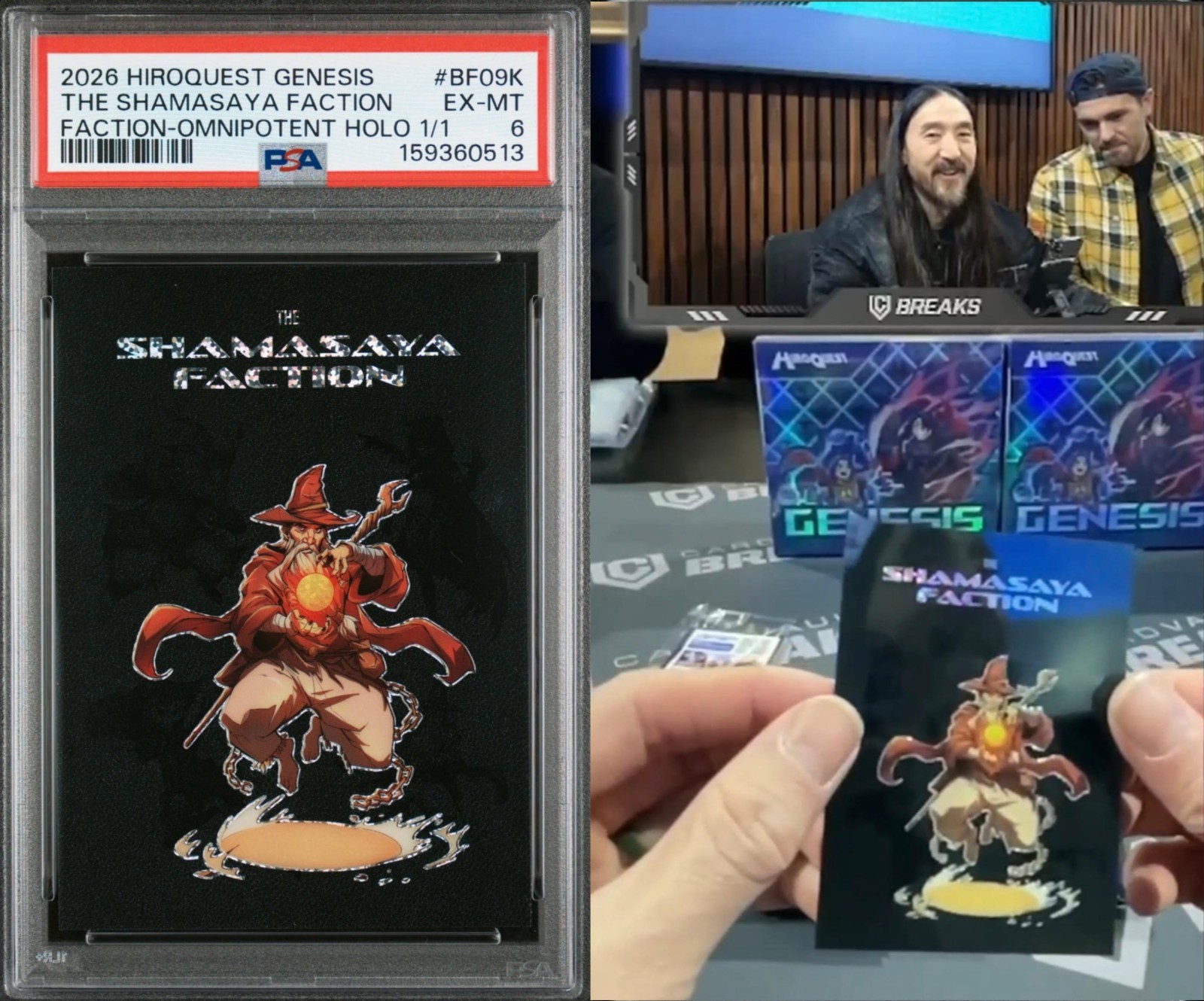 2026 HIROQUEST SHAMASAYA FACTION HOLO 1/1 PSA 6 (PULLED BY STEVE AOKI-SEE VIDEO)