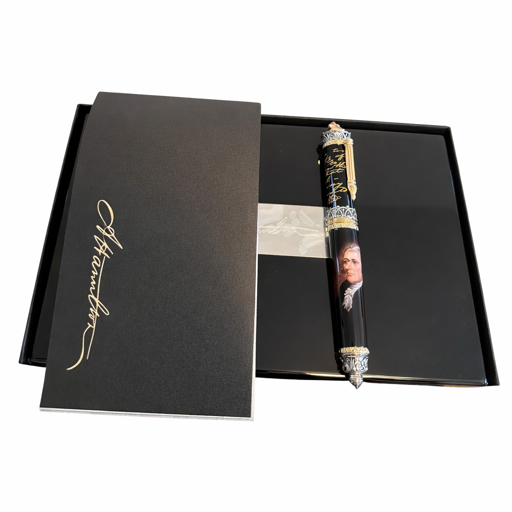 Montegrappa Alexander Hamilton Ltd. Edition Fountain Pen 18K M Nib Vermeil Black