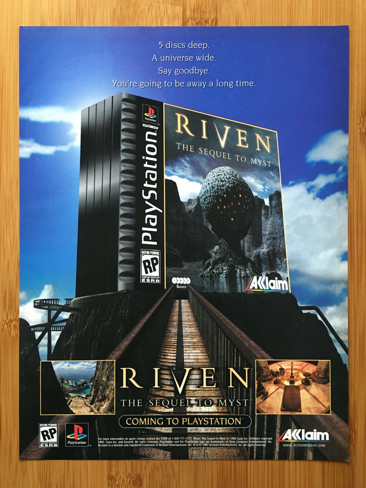 Riven The Sequel to Myst PC PS1 Sega Saturn 1998 Print Ad/Poster Authentic Art
